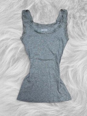 Y2k grey tank top cami with lace trim